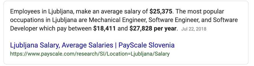 Google result for "Slovenia median wage"