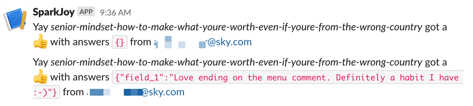 Feedback comes into Slack now