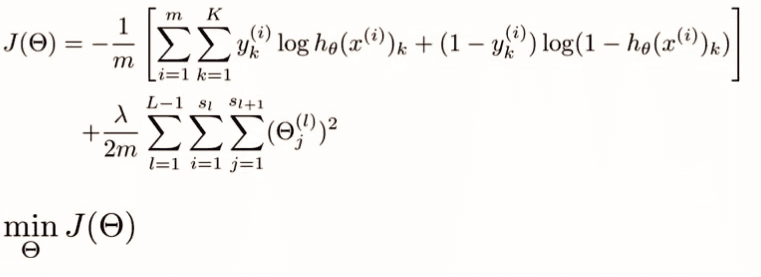 Neural network cost function