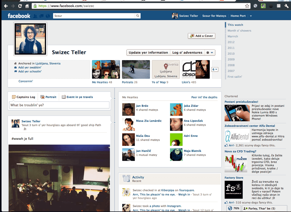 Facebook timeline