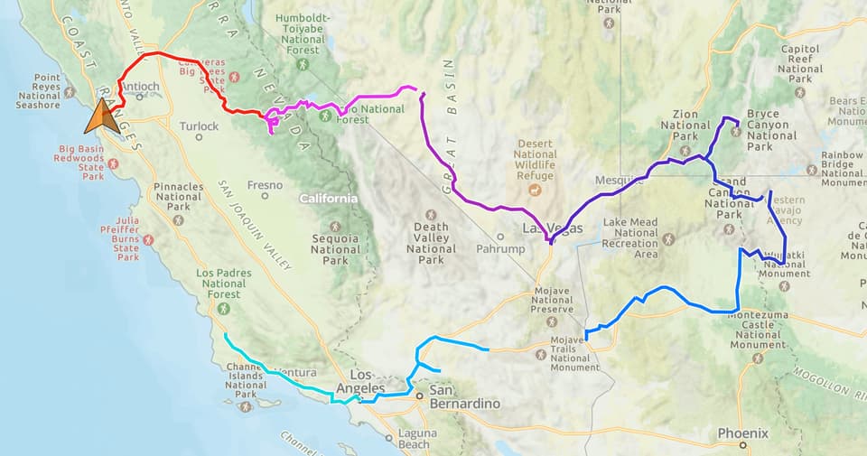 Route recorded in Gaia GPS