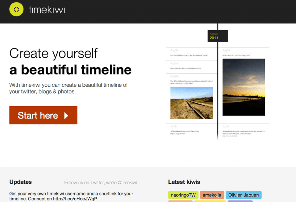 Timekiwi entry page Timekiwi entry page