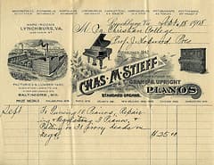 Invoice, Chas M Stieff Manufacturer of Grand &... Invoice, Chas M Stieff Manufacturer of Grand &...