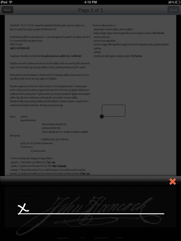 iPad version let's you sign with your finger iPad version let's you sign with your finger