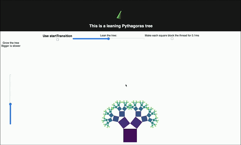 React 18 startTransition demo with lag indicator