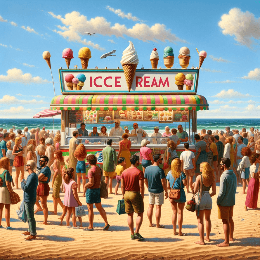 Beach ice cream stand in summer