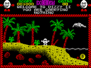 The first screen of the Treasure Island Dizzy,...