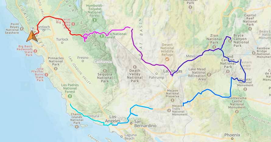 Route recorded in Gaia GPS