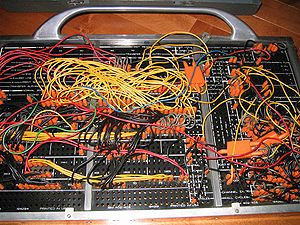 IBM 402 Accounting Machine plug-board wiring. ...