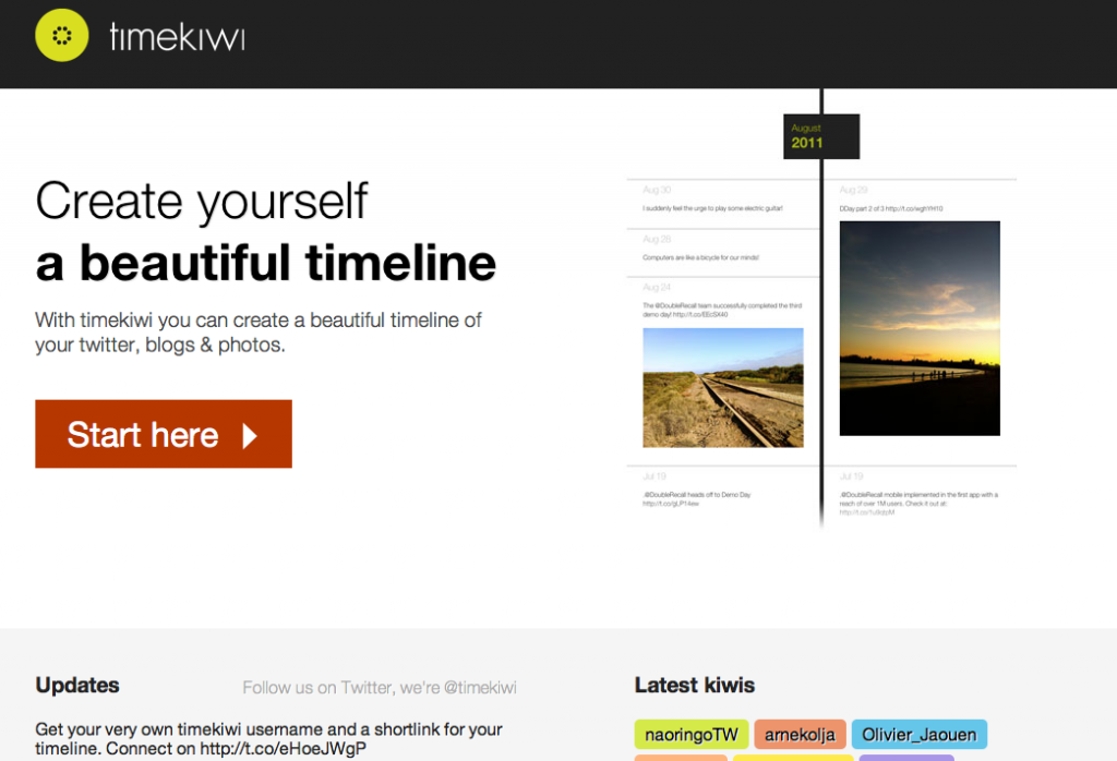 Timekiwi entry page