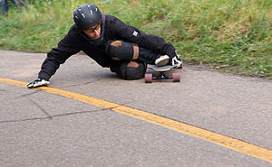 English: Downhill longboarding example picture