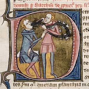 An image from 1300s (A.D.) England depicting a...