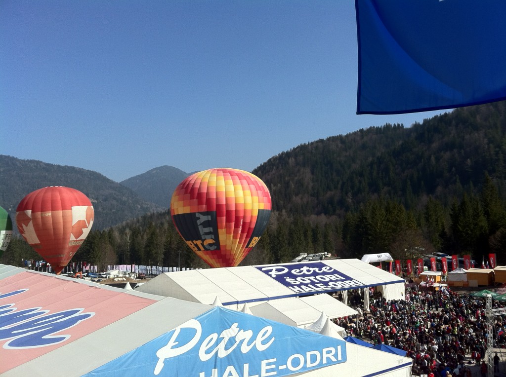 Plenty of balloons behind the VIP area