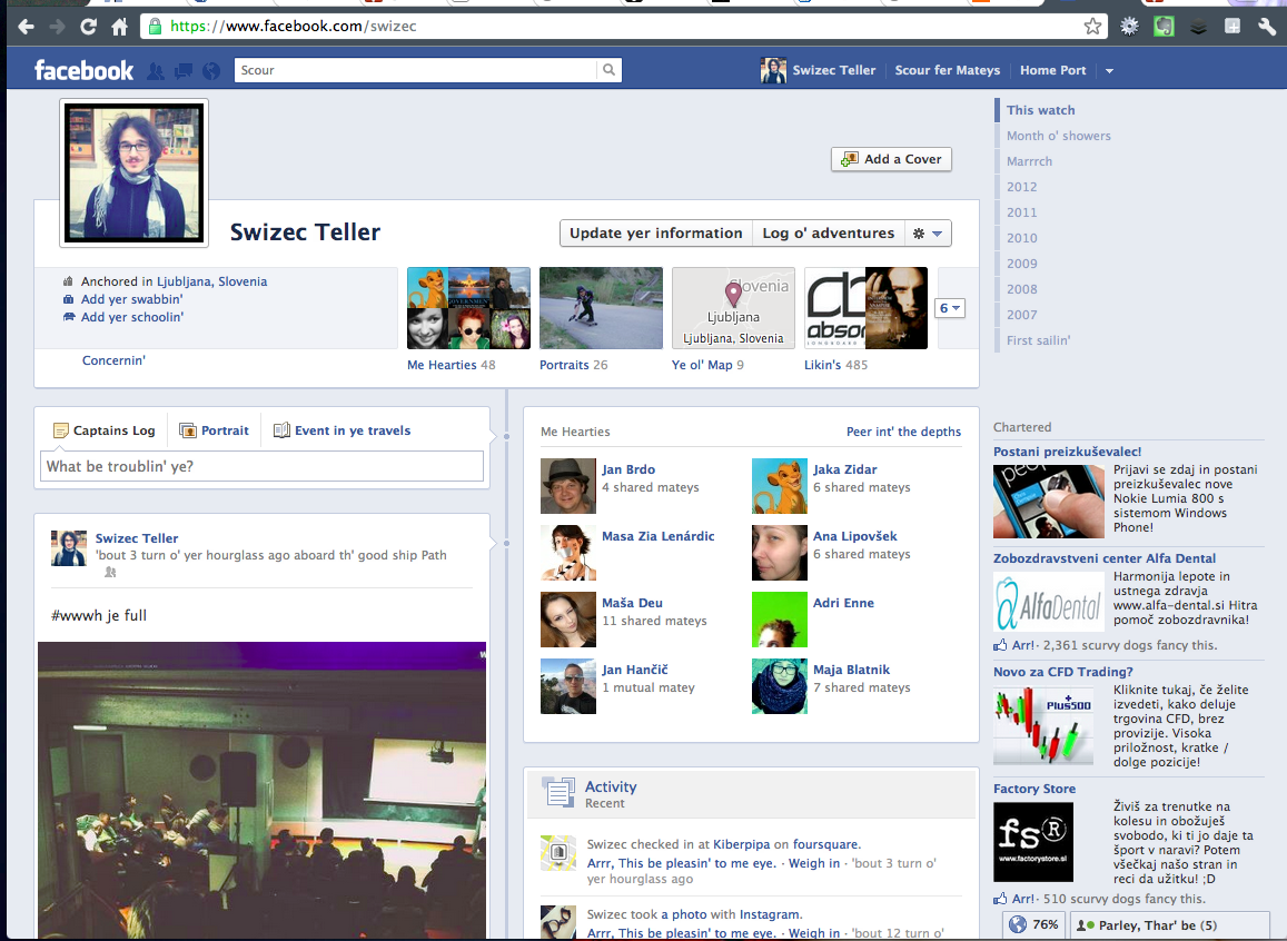 Facebook timeline