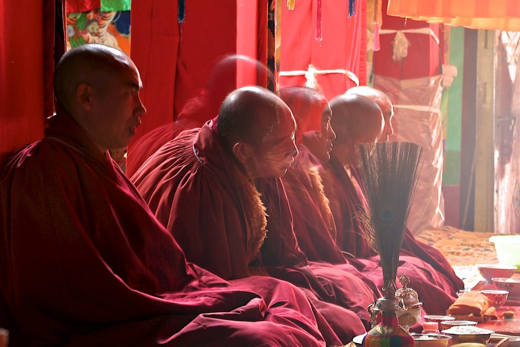 Tibetan monks and tea