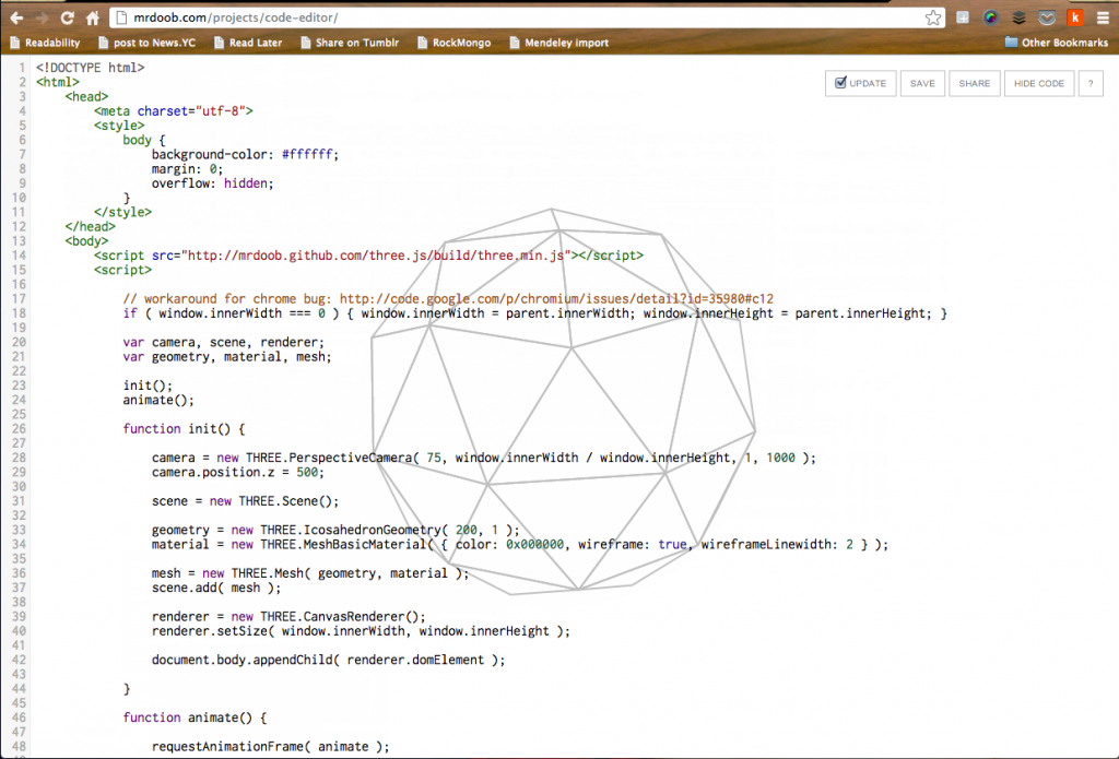 Mr Doob's code editor